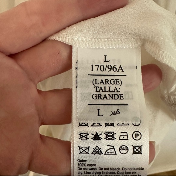 All Saints White Long Buttoned Sleeve Crewneck 100% Cupro Dress Sz L GUC - Picture 8 of 12